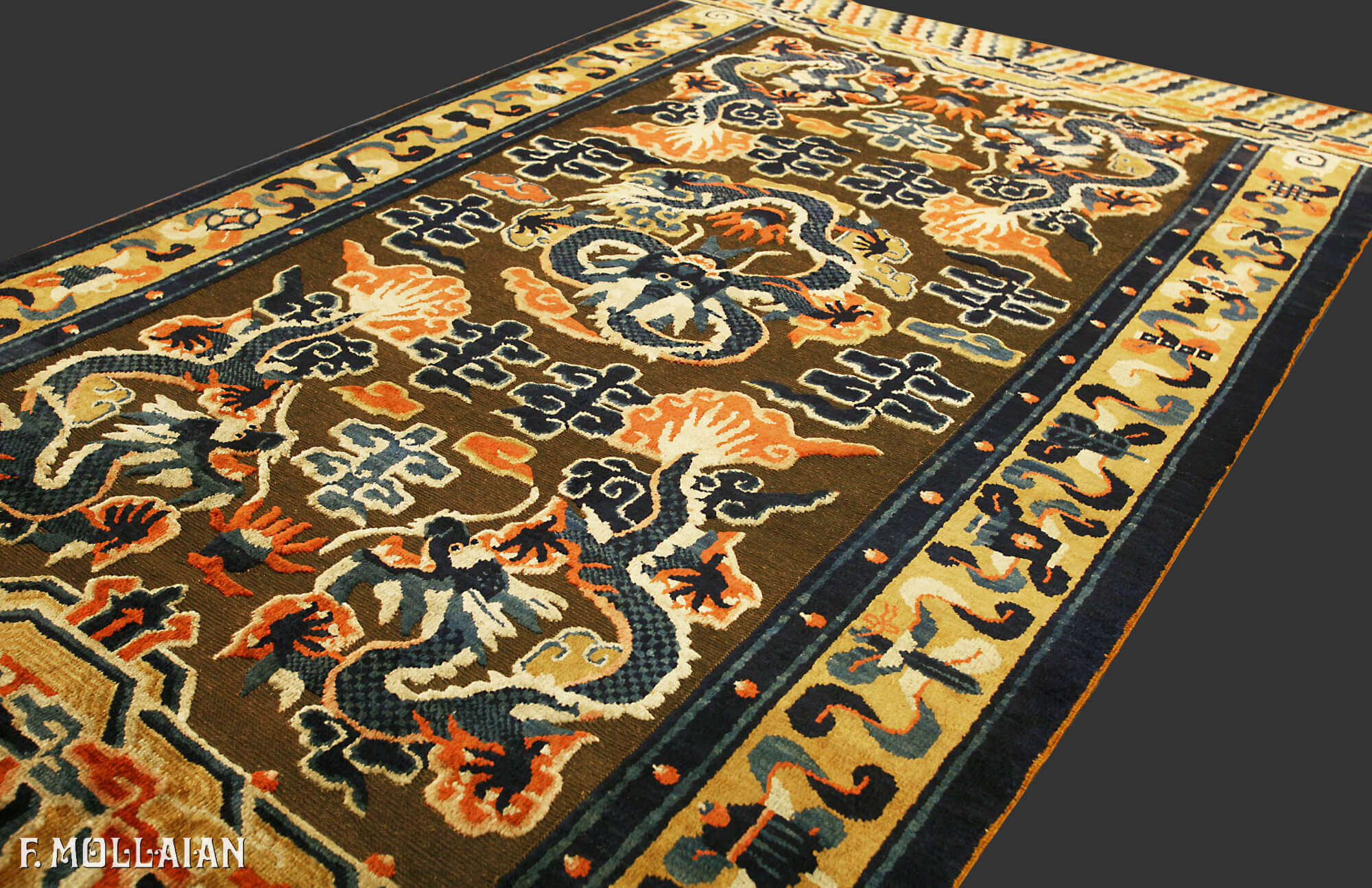 Antique Ningxia Metal-Thread Imperial Palace Souf Chinese Rug n°:95912367